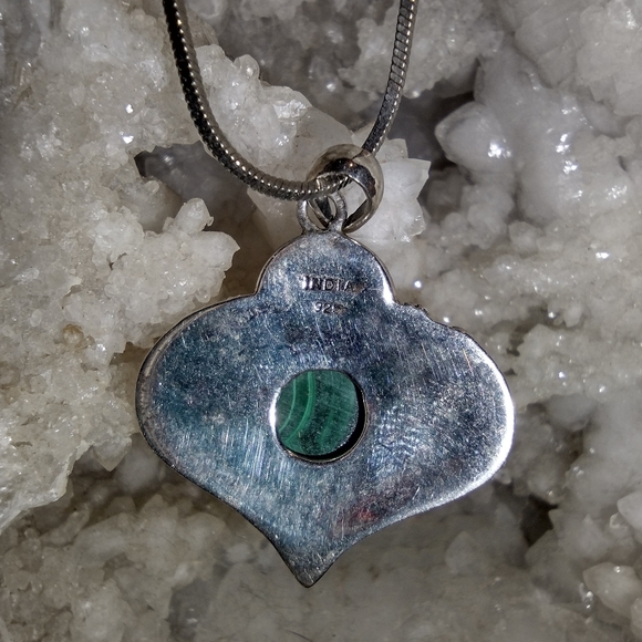 Vintage India made sterling and malachite necklace - Picture 4 of 4